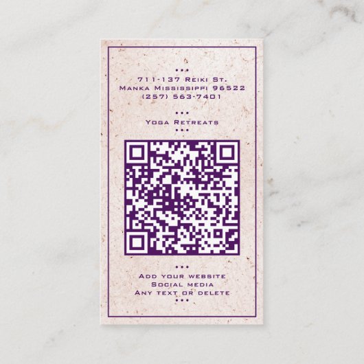 ピンクパープルマンダラヨガ霊気癒し瞑想 名刺 (裏面)