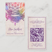 ピンクパープルマンダラヨガ霊気癒し瞑想 名刺 (正面/裏面)