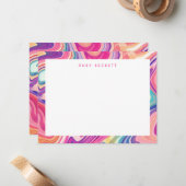 ピンクパープルマーリングカラフル抽象芸術 ノートカード (正面/裏面インサイチュ)