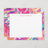 ピンクパープルマーリングカラフル抽象芸術 ノートカード (正面/裏面)