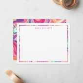 ピンクパープルマーリングカラフル抽象芸術II ノートカード (正面/裏面インサイチュ)