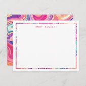 ピンクパープルマーリングカラフル抽象芸術II ノートカード (正面/裏面)