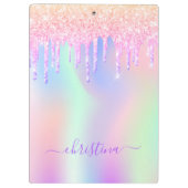 ピンクパープルミントグリーンはホログラフィックを乾燥させる クリップボード (裏面)