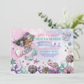 ピンクパープルミントマーメイドアンダーザシー誕生日 招待状 (スタンド正面)