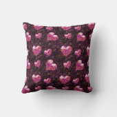 ピンクパープルメタリックバレンタインハート装飾用クッション クッション (裏面)