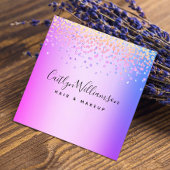 ピンクパープルモダンシック美容師メイクアップアーティスト スクエア名刺