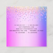 ピンクパープルモダンシック美容師メイクアップアーティスト スクエア名刺 (裏面)