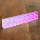 ピンクパープルモダンプロフェッショナル デスクネームプレート (側面)