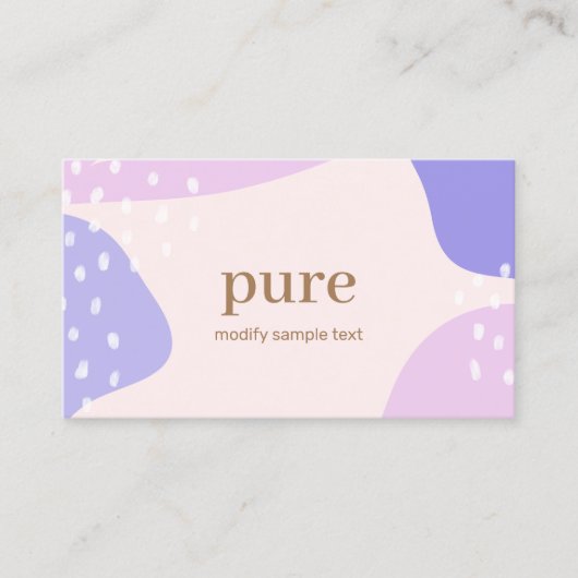 ピンクパープルモダン抽象芸術色彩の鮮やかアートシェイプ 名刺 (正面)