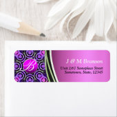 ピンクパープルモノグラきらきら光るム住所 シール (インサイチュ)