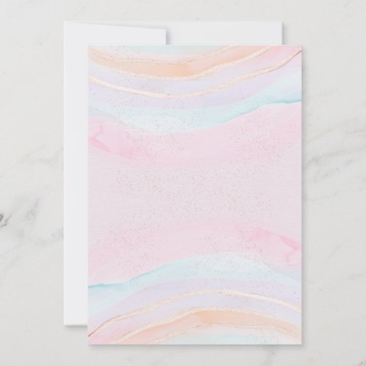 ピンクパープルユニコーン四回の魔法の4歳の誕生日 招待状 (裏面)