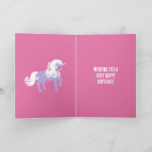 ピンクパープルユニコーン誕生日 カード (内部)