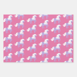 ピンクパープルユニコーン誕生日 ラッピングペーパーシート