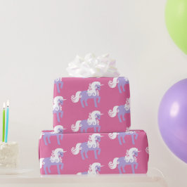 ピンクパープルユニコーン誕生日 ラッピングペーパー