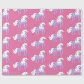 ピンクパープルユニコーン誕生日 ラッピングペーパー (フラット)