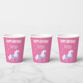 ピンクパープルユニコーン誕生日 紙コップ