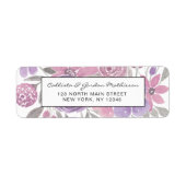 ピンクパープルライトセージ緑のフローラ水彩 ラベル (正面)