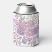 ピンクパープルライトセージ緑のフローラ水彩 缶クーラー (缶裏面)