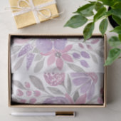 ピンクパープルライトセージ緑のフローラ水彩 薄葉紙 (ギフト)