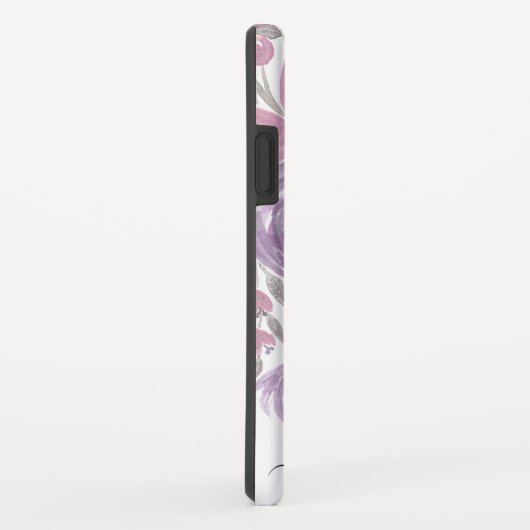 ピンクパープルライトセージ緑のフローラ水彩 Case-Mate iPhoneケース (裏面/右)