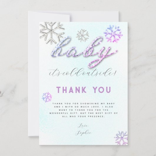 ピンクパープルライン石ベビーシャワーありがとう 招待状 (正面)