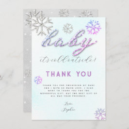 ピンクパープルライン石ベビーシャワーありがとう 招待状