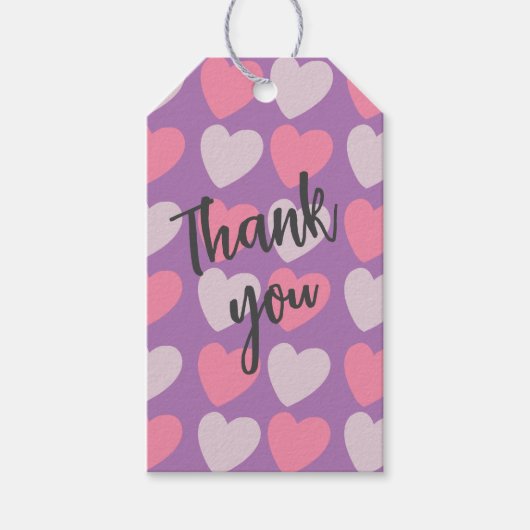 ピンクパープルラブハート ギフトタグ (正面)