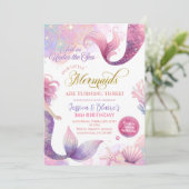 ピンクパープルリトルツメルメイドツインズ誕生日 招待状 (スタンド正面)