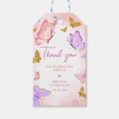 ピンクパープルリトルバタフライメッセージカード ギフトタグ (正面)