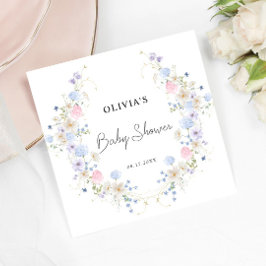 ピンクパープルリトルワイルドフラワーガールベビーシャワー スタンダードカクテルナプキン