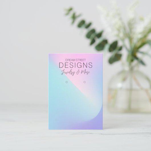ピンクパープルレインボーイヤリングディスプレイカード 名刺 (スタンド正面)
