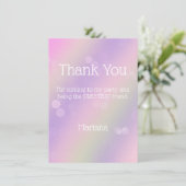 ピンクパープルレインボーガールサンキューカード 招待状 (スタンド正面)