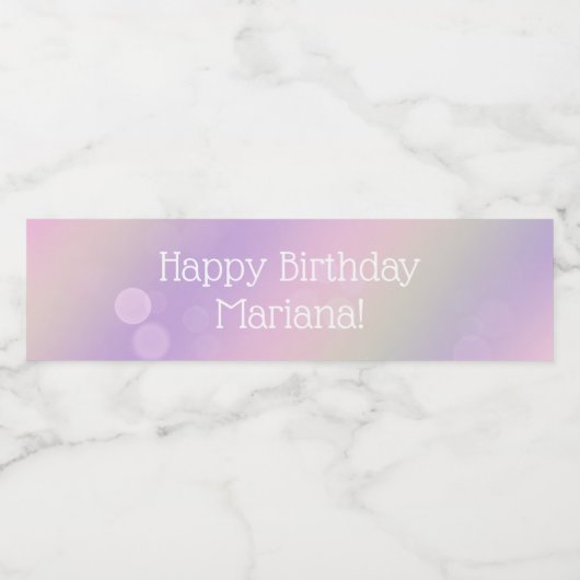 ピンクパープルレインボーフェアリーライトガールズ誕生日 ペットボトルラベル (シングルラベル)