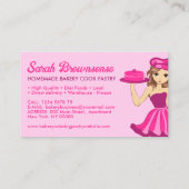ピンクパープルレディーカートゥーンケーキ料理ベーカリー 名刺 (裏面)