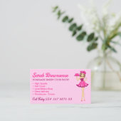 ピンクパープルレディーカートゥーンケーキ料理ベーカリー 名刺 (スタンド正面)