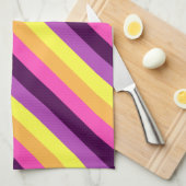 ピンクパープルレトロストライプキッチンタオル キッチンタオル (四つ折り)