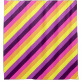 ピンクパープルレトロストライプシャワーカーテン シャワーカーテン (正面)