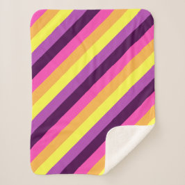 ピンクパープルレトロストライプズスモールシャーパブランケット シェルパブランケット
