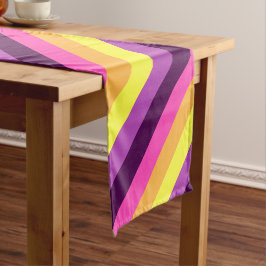 ピンクパープルレトロストライプズスモールテーブルランナー ショートテーブルランナー