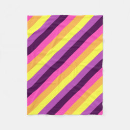 ピンクパープルレトロストライプズスモールフリースブランケット フリースブランケット