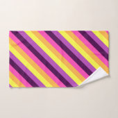 ピンクパープルレトロストライプズハンドタオル ハンドタオル (ハンドタオル)