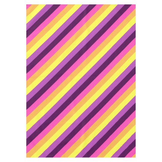 ピンクパープルレトロストライプズミディアムテーブルクロス テーブルクロス (正面)