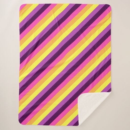 ピンクパープルレトロストライプズラージシェルパブランケット シェルパブランケット (正面)