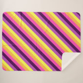 ピンクパープルレトロストライプズラージシェルパブランケット シェルパブランケット (正面(横))