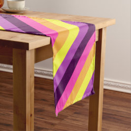 ピンクパープルレトロストライプズラージテーブルランナー ロングテーブルランナー