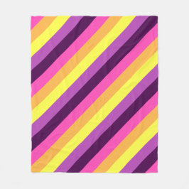 ピンクパープルレトロストライプフリースブランケット フリースブランケット