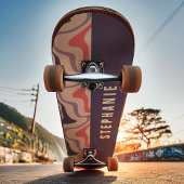 ピンクパープルレトロモダン抽象芸術大理石旋回 スケートボード