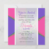 ピンクパープルレースエキゾチック誕生日パーティーの招待 招待状 (裏面)