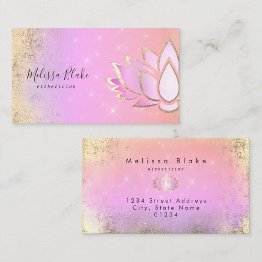 ピンクパープルロータスデザイン 名刺 (正面/裏面)