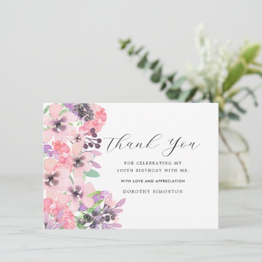 ピンクパープルワイルドフラワー100誕生日ありがとうございました (スタンド正面)